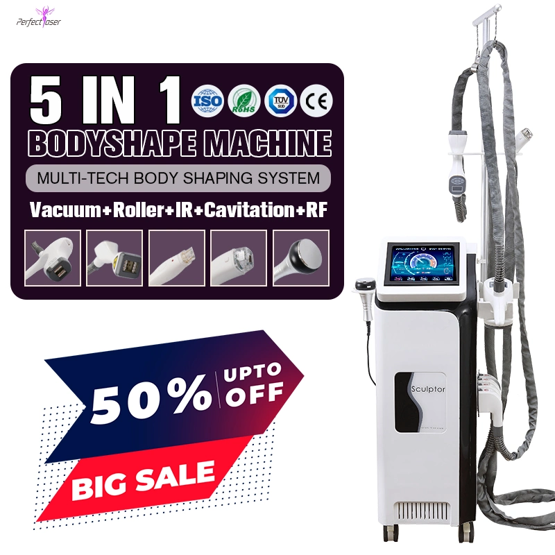 5in1 Body Sculpt Slimming Shaping Vela Shape RF Roller Vacuum Ultrasound Cavitation Weight Fat Loss Beauty Machine Equipment