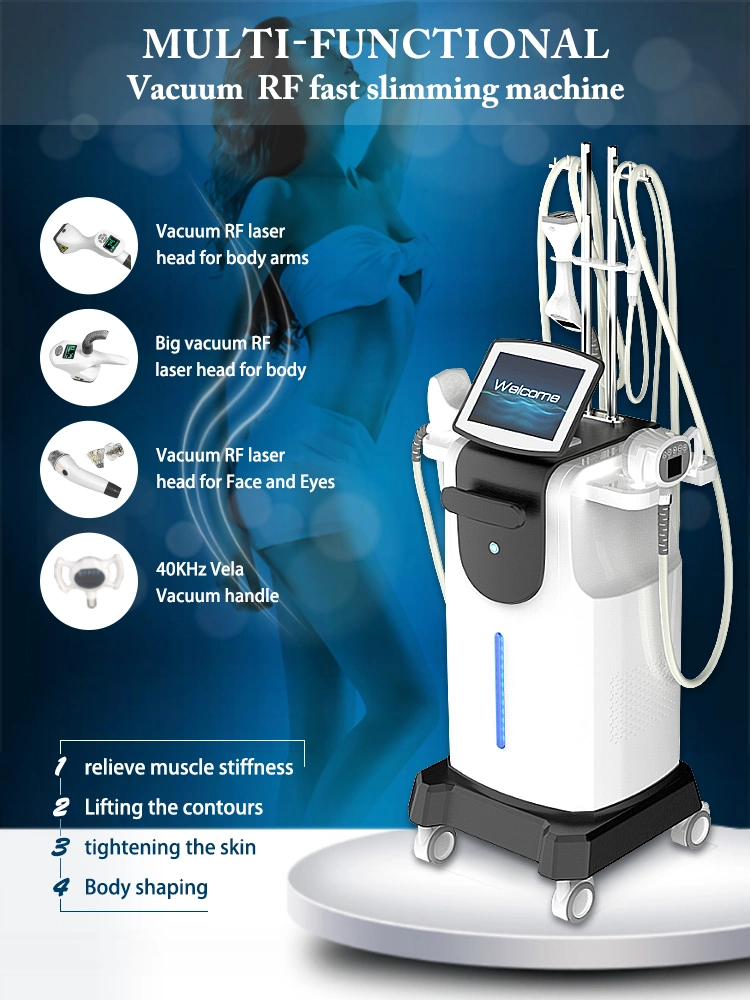 Multi-Functional Vacuum RF Slimming Equipment 40kHz Cavitation Vela Body Shaping Skin Tightening Beauty Salon Machine V39