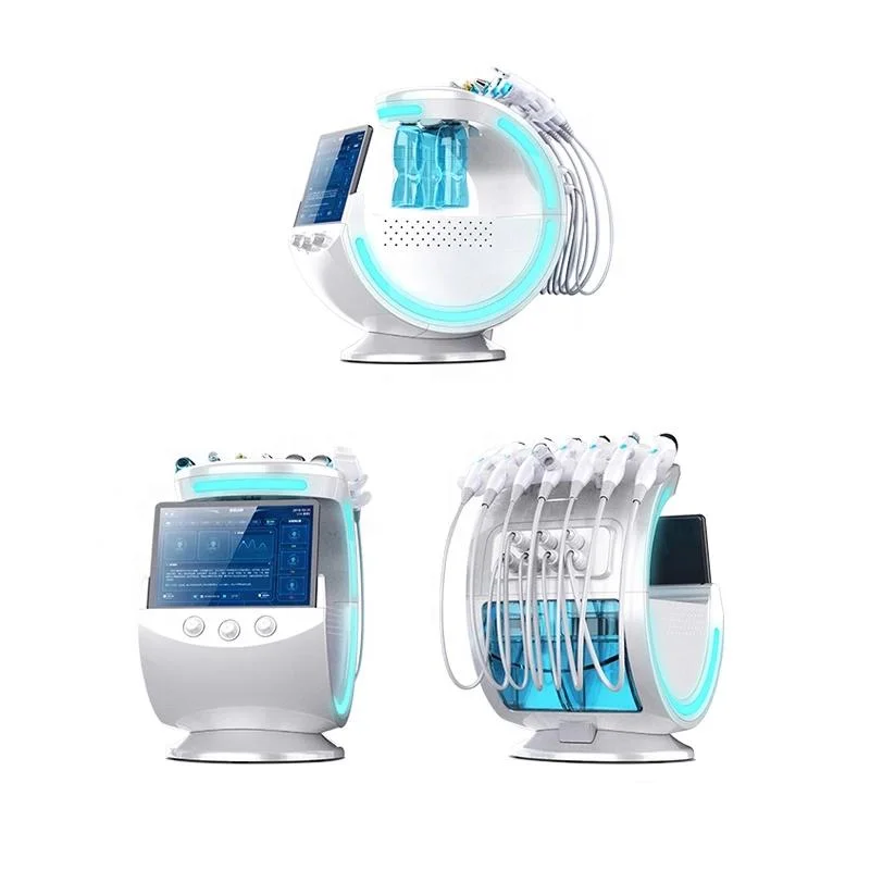 Portable 7in1 Hydra Facial Aqua Peel Smart Ice Blue RF Radio Frequency Skin Scrubber Hydra Dermabrasion Hydro Facial Beauty Salon Equipment with Skin Analyzer